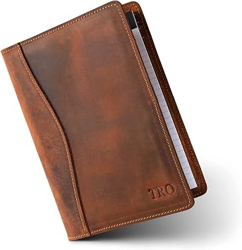 PEGAI Junior Legal Pad Folder Organizer | Portfolio Binder, Resume Interview Document Organizer Folio | Personalized Leather Binder Padfolio with Business Card Organizer | Eriksen Mahogany