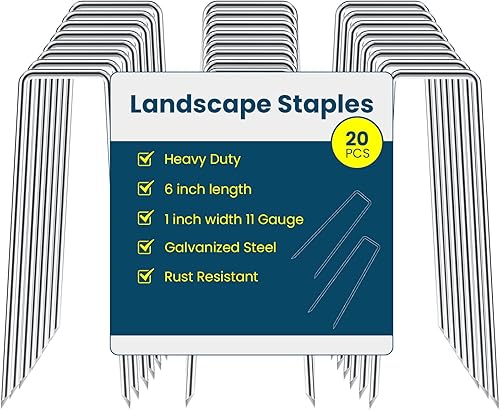 Miniatura 9 de Grapas de jardín de acero galvanizado de 6 pulgadas, estacas de jardín para asegurar malas hierbas, tela de paisaje, hojas de tierra y forro polar,