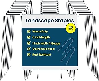 6 Inches Landscape Staples, Garden Stakes Securing Pegs for Securing Weed Fabric Landscape Fabric Netting Ground Sheets and Fleece, Heavy Duty Metal Tent Stakes, Halloween Decorations (20, Silver)