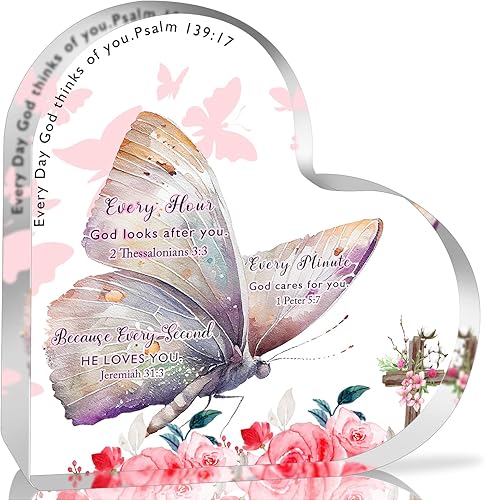 Regalos cristianos para mujeres, regalos religiosos, mariposas, regalos inspiradores con versículos de la Biblia, oraciones para decoración de