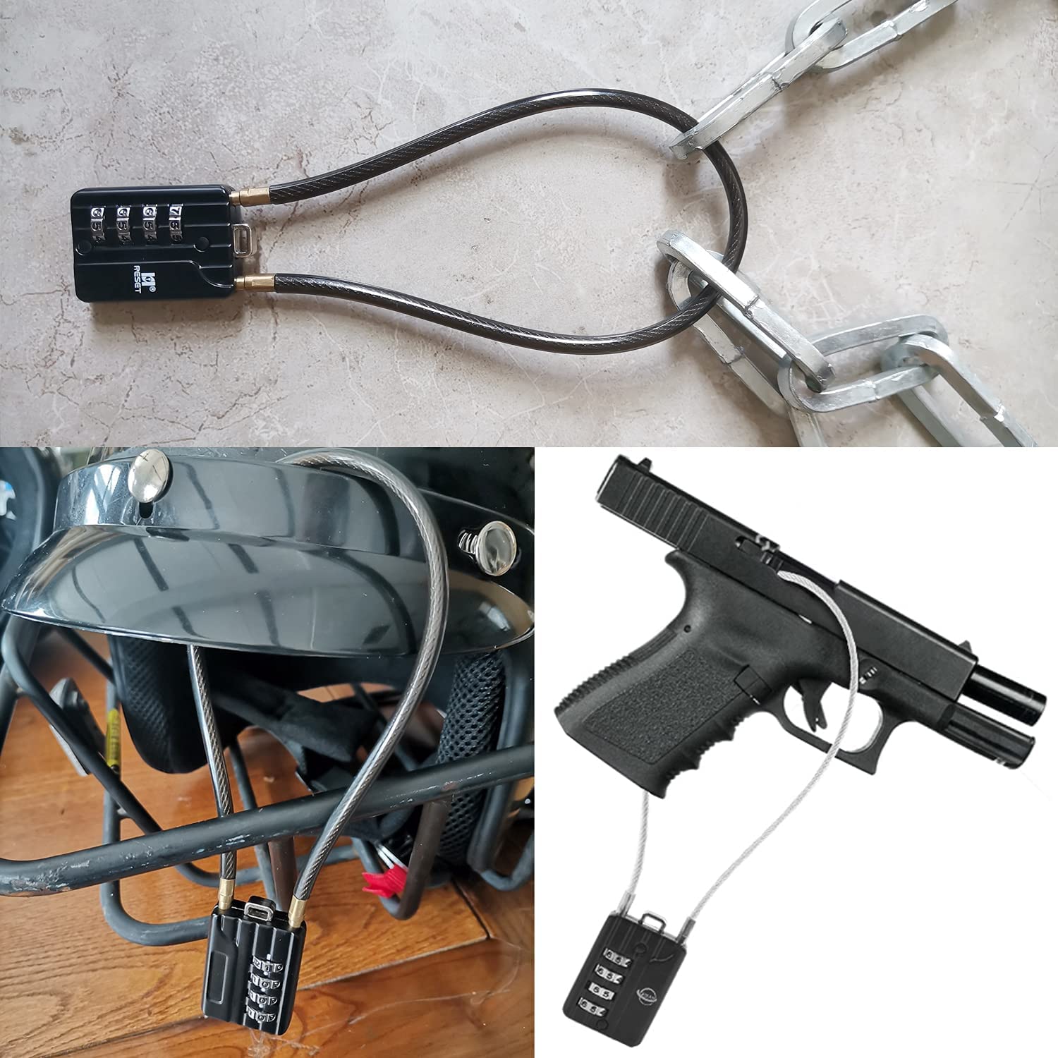 Lucchetto A Combinazione Ripristinabile Con Cavo In Lega Di Zinco - Per Bagagli, Casco, Bici, Sci