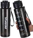 GEMFUL 32oz Bouteille d'eau de sport avec échelle Tritan Sport Jug (Vert/Noir) BPA Gratuit, grande capacité
