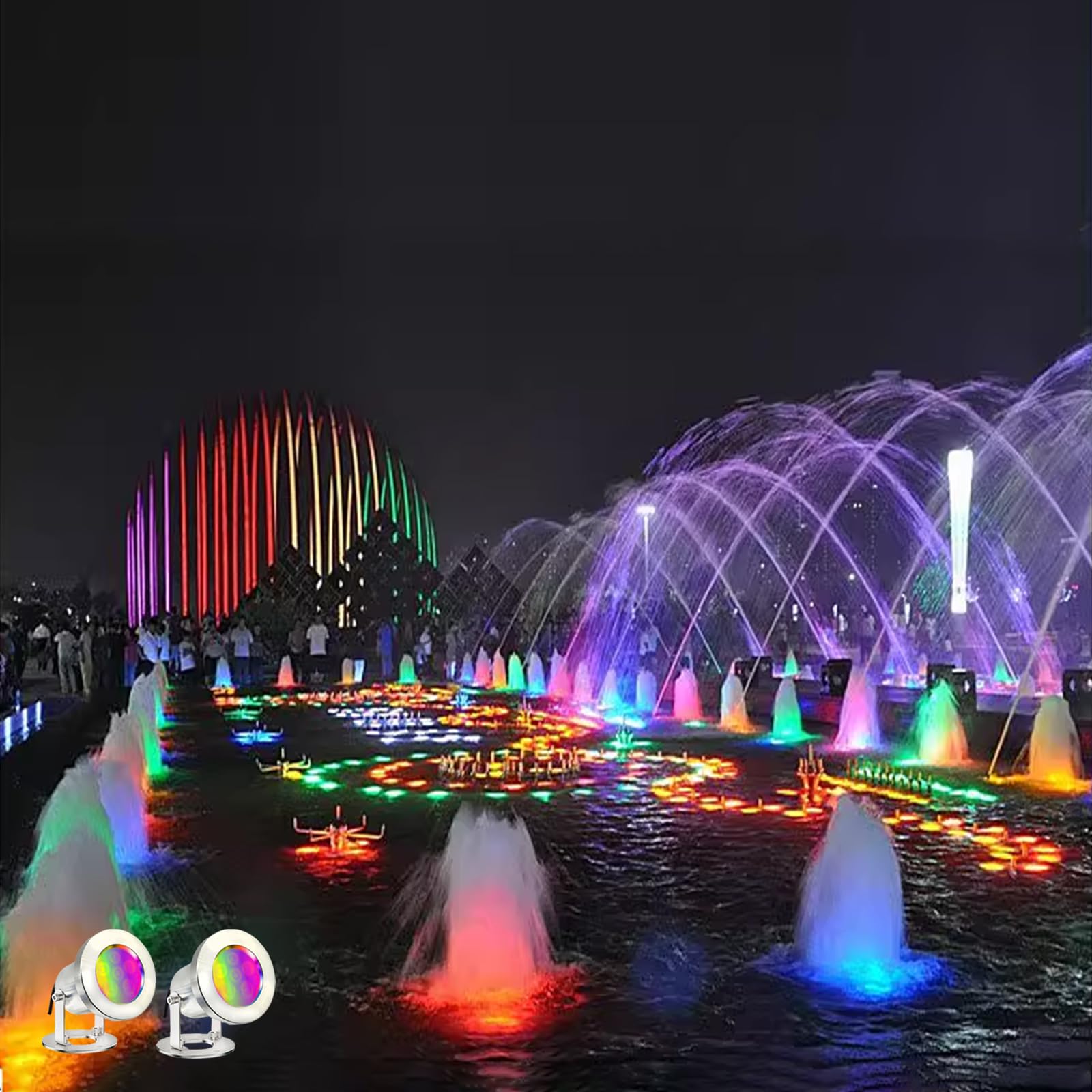 Luci a LED per laghetto con telecomando, 6 W, SS316, in acciaio inox, RGB, luce subacquea IP68, impermeabile, per esterni, per stagni e cascate (2)