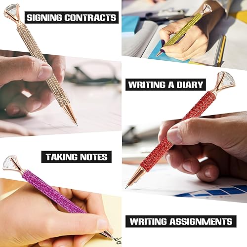 Miniatura 7 de 5 bolígrafos grandes de diamantes de cristal, bolígrafo brillante de tinta negra, lindo bolígrafo de diamantes de imitación con diamante para