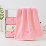 Pidada Ensemble de serviettes à main 2 Motif floral brodé 100% Torchon décoratif doux et absorbant en coton pour salle de bain (Cerry Blossom Rose)