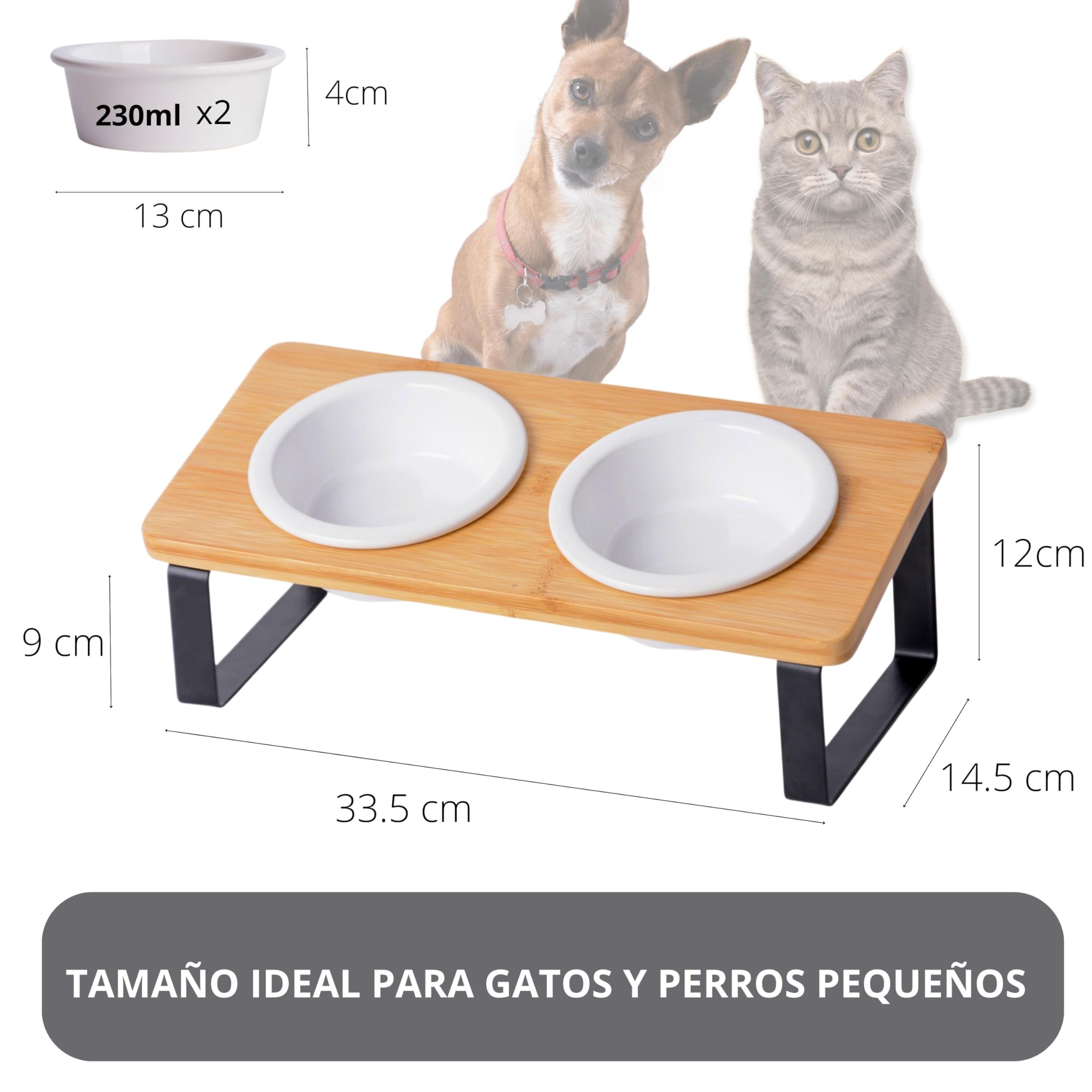 Cuencos elevados de cerámica para gatos, Cuencos ergonómicos para gatos con Soporte, Cuencos Inclinados para Perros pequeños, Cachorros y gatos. Cuenco de Agua pequeño para Perros o gatos. C
