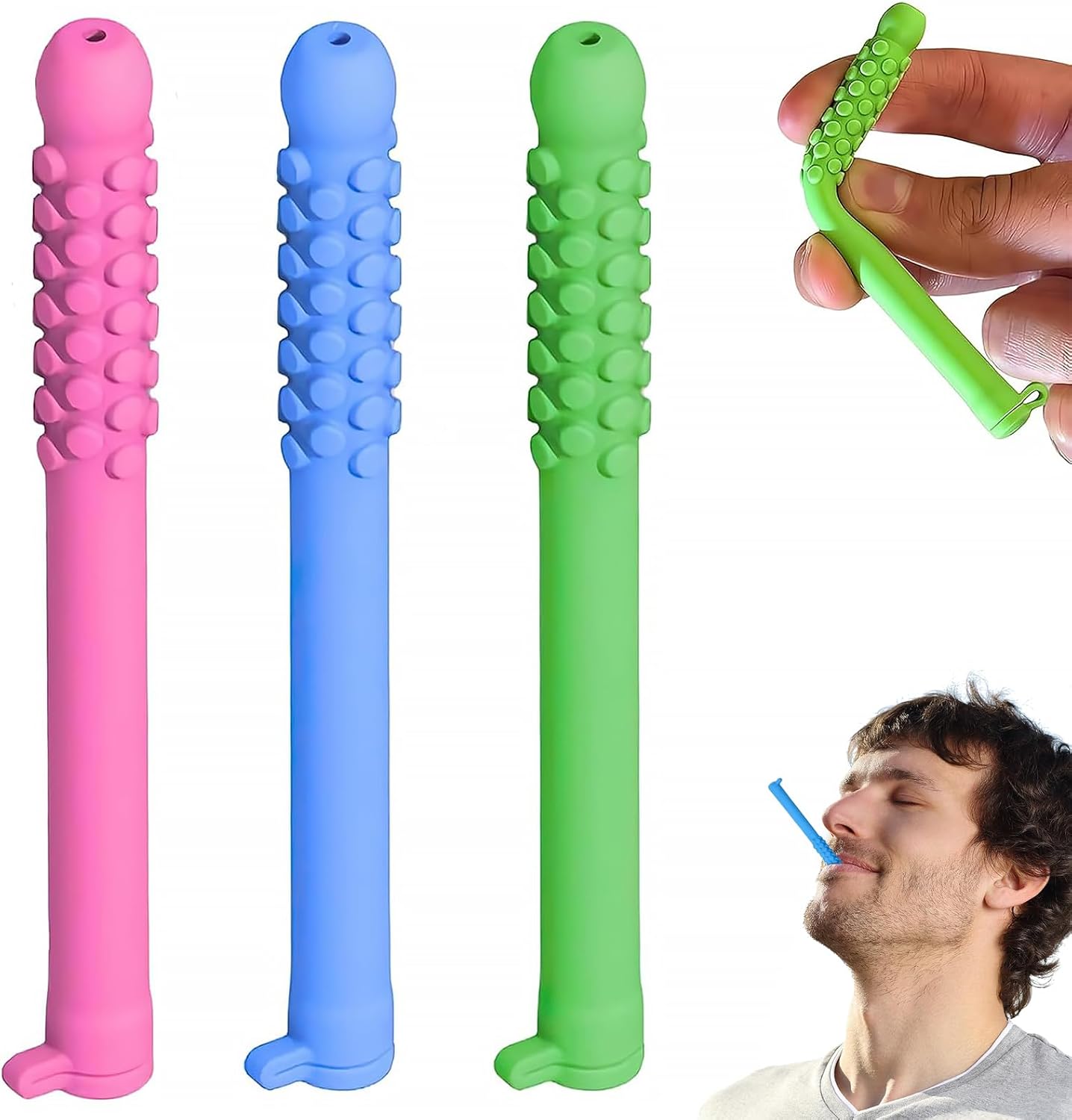 3Pcs Chewable Breathers Sticks with Essential Oils - Portable Aromatherapy for Focus & Respiratory Support, Natural Alternative to Reduce Urge