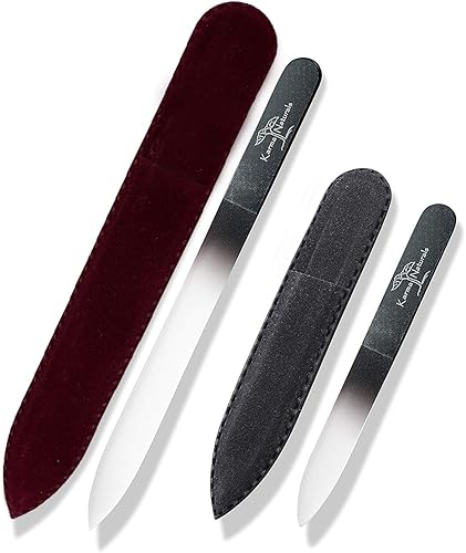 Karma Organic Lima de uñas de vidrio de doble cara para mujer, uñas de vidrio profesional para manicura, pedicura, cuidado de uñas, acabado liso que