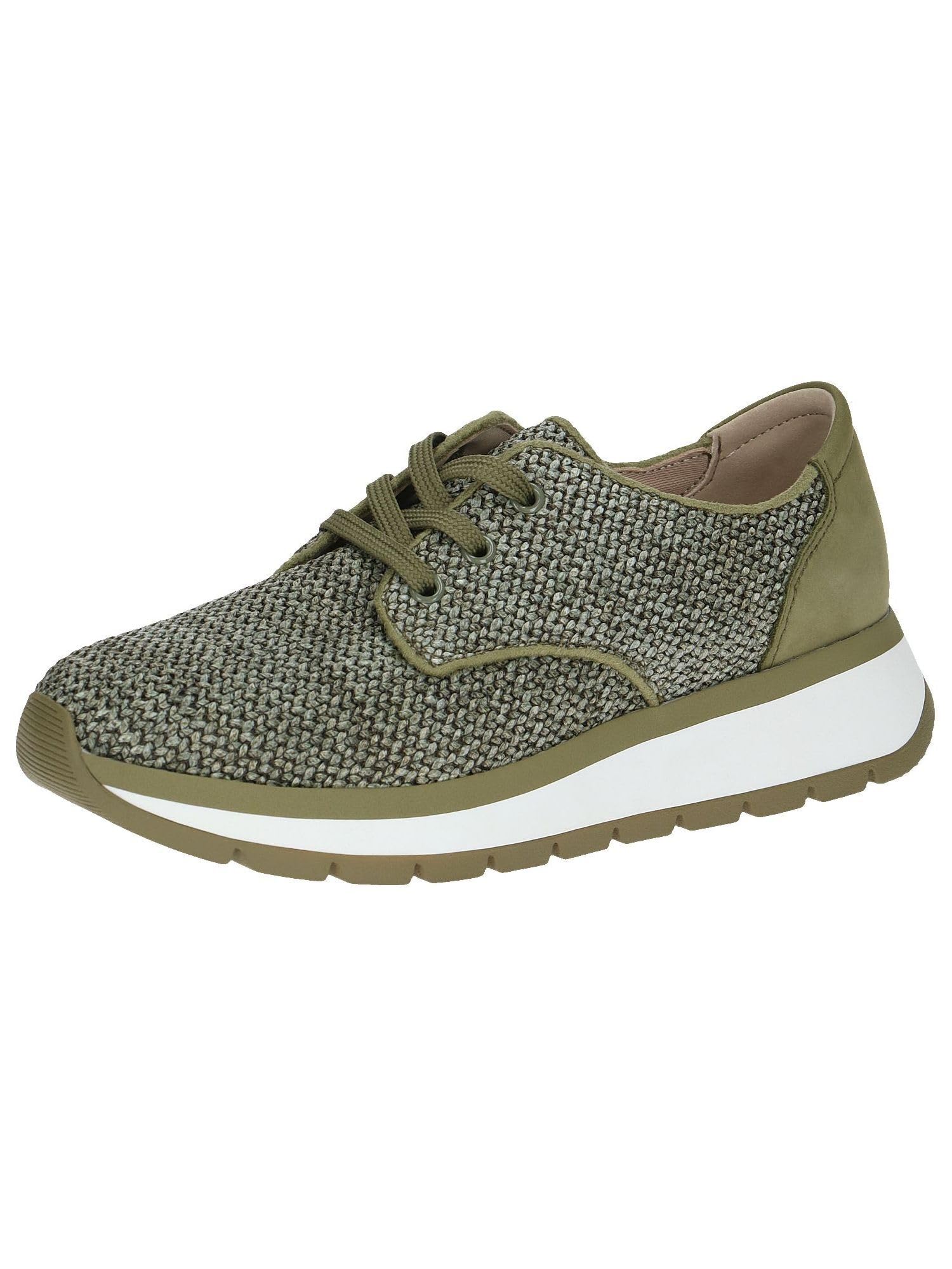 CAPRICE Women's Flat Breathable Sporty Sneakers, Green (Khaki Comb), 7.5 UK