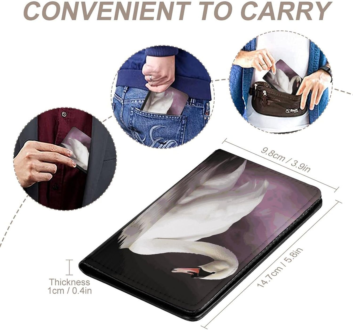 Passport Cover With Card Slots Leather Passport Holders White Swan Waterproof Passport Holder Covers Case for Travel