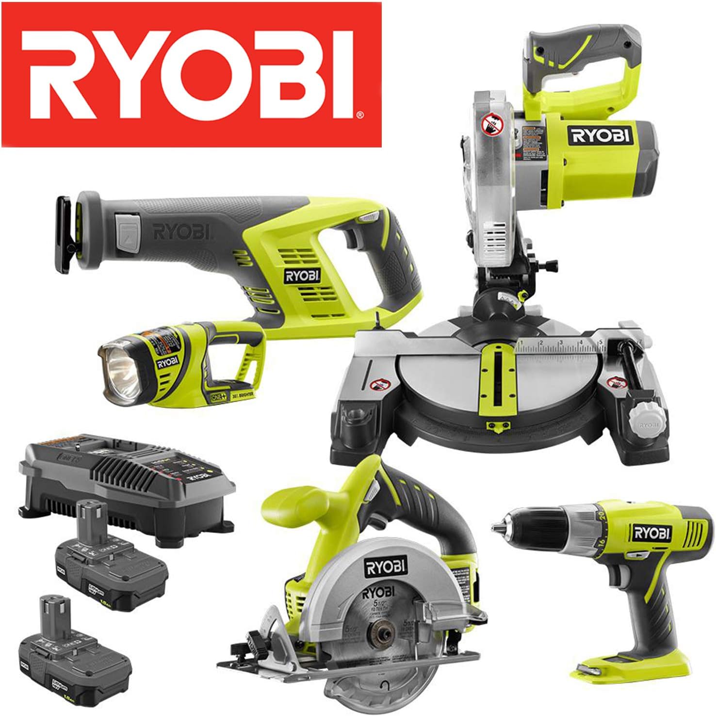 RYOBI Miter Saw Cordless Combo Kit ryobi one+ 18v batter