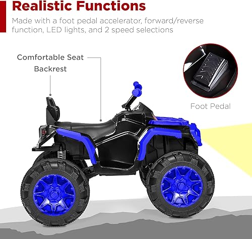 Miniatura 4 de Best Choice Products ATV eléctrico de 12 V para niños, juguete de 4 ruedas con audio Bluetooth, velocidad máxima de 3.7 mph, neumáticos con pisadas,