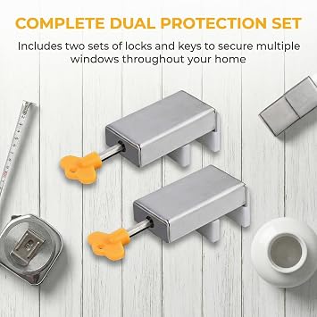 2 Sets Sliding Window Door Locks,67x35x33mm Stainless Steel Door Frame Lock with Key,Adjustable Window Limit Stopper,Door Windows Safety Lock for Home School Office