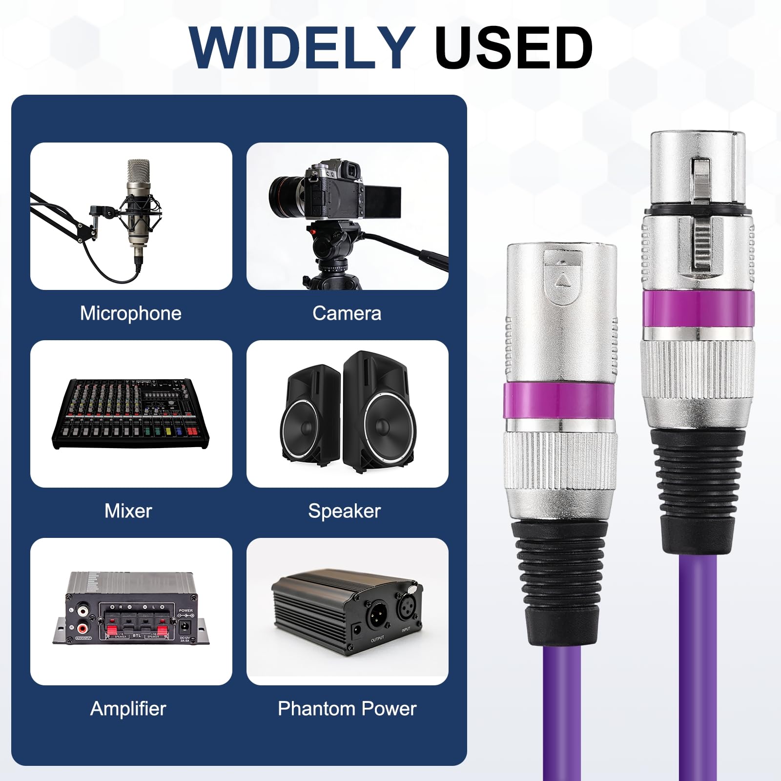 sourcing map 6 cavi XLR, 2 m, cavo per microfono XLR maschio a femmina, 3 pin, accessori bilanciati per microfoni e altoparlanti per studi di registrazione dal vivo, mixer, illuminazione da