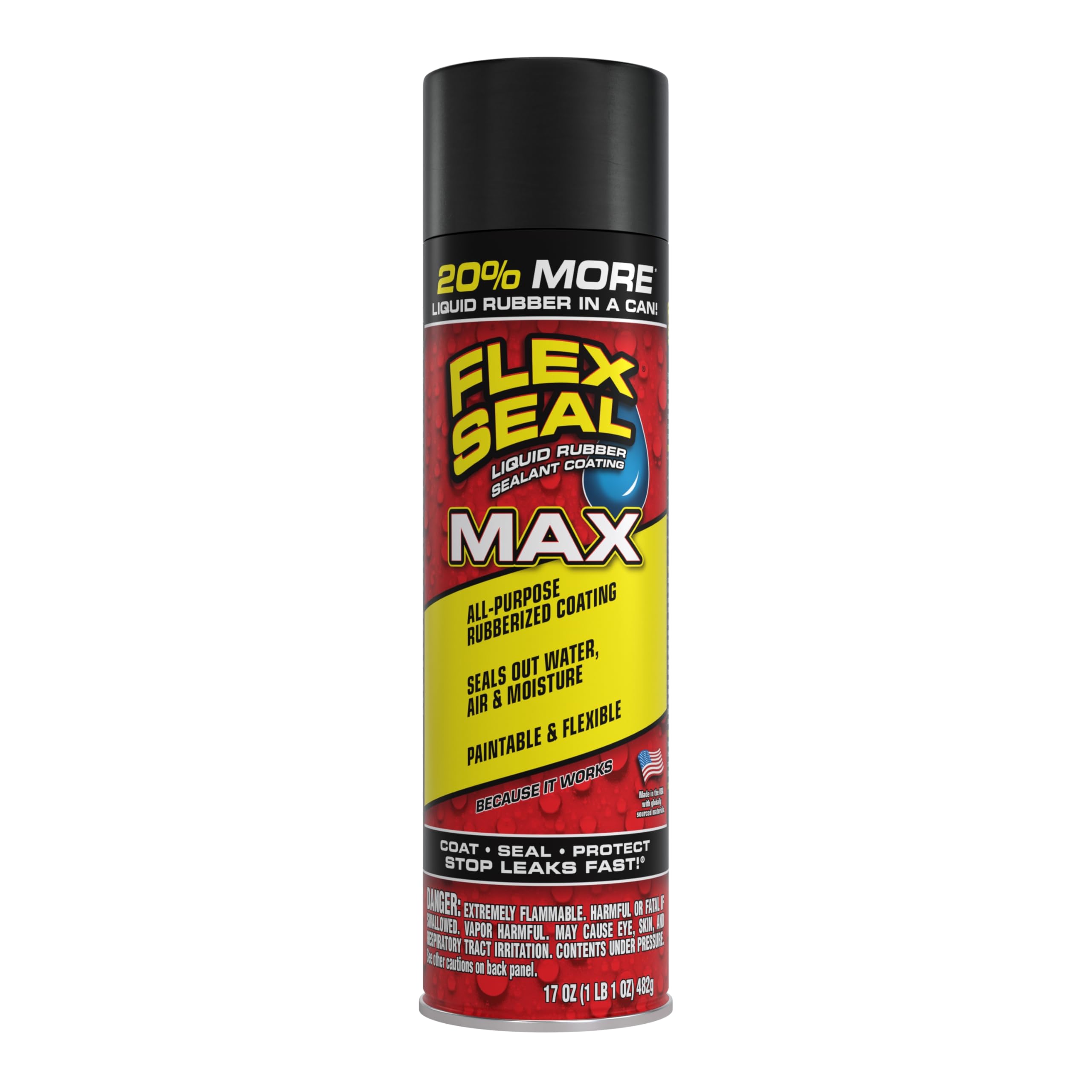 Flex Seal Spray Rubber Sealant Coating, Waterproof, Black, 17 oz, 1-Pack