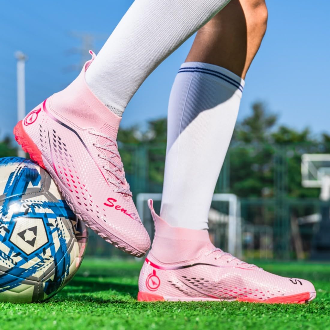 Zapatos de fútbol unisex de alta altura, antideslizantes, para exteriores, zapatos de entrenamiento profesional
