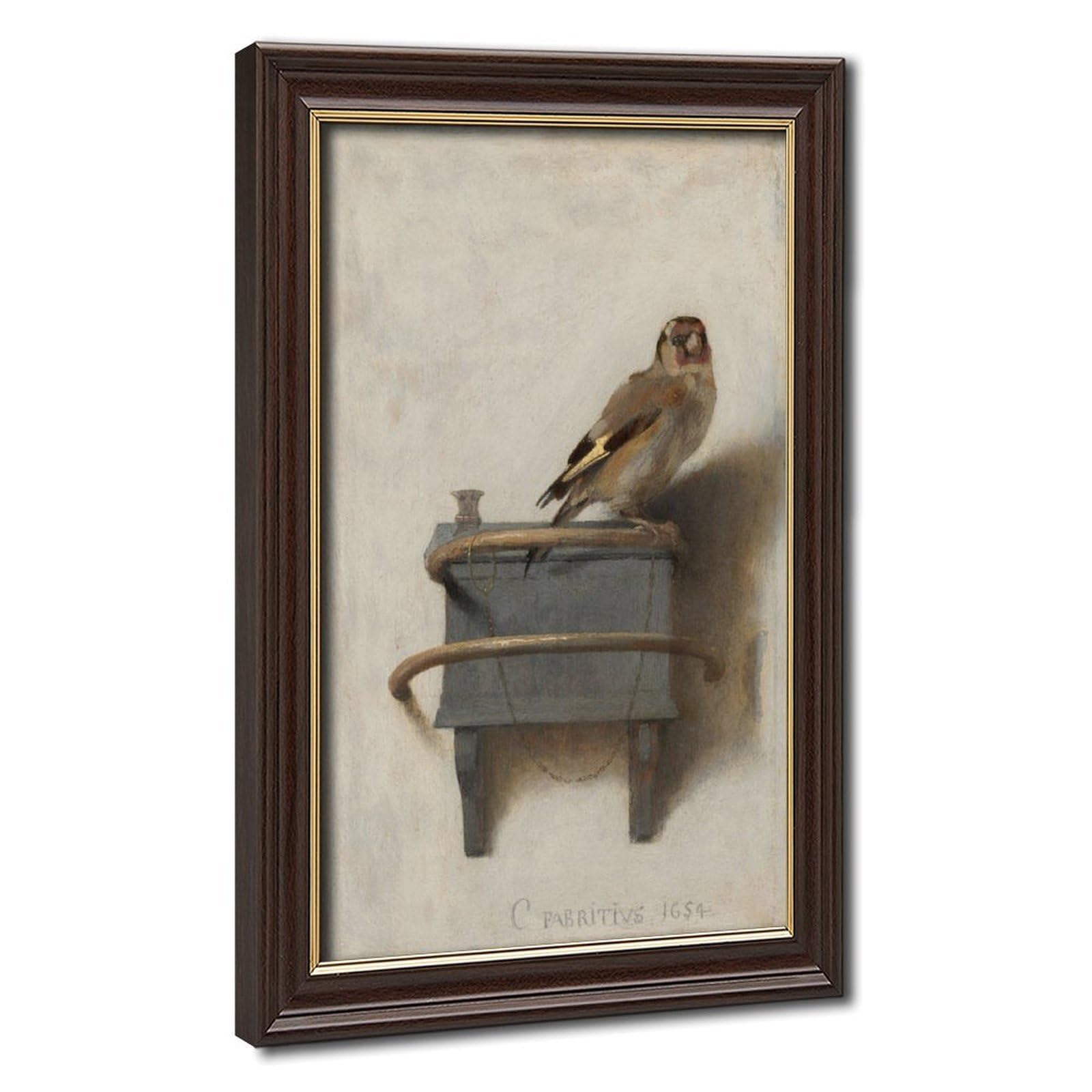 WCYB The Goldfinch by Carel Fabritius Posters Prints Canvas Deco Paintings Wall Art Hangable Frame 8" L X 12" W