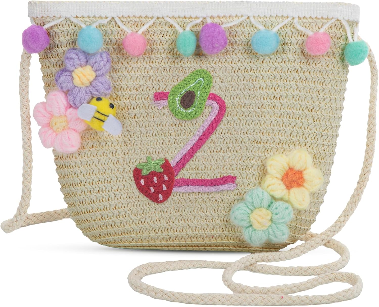 Letter Small Woven Straw Summer Beach Tote Bag for Women 2025,Woven Straw Beach Purse Shoulder Crossbody Bag for Women 2025