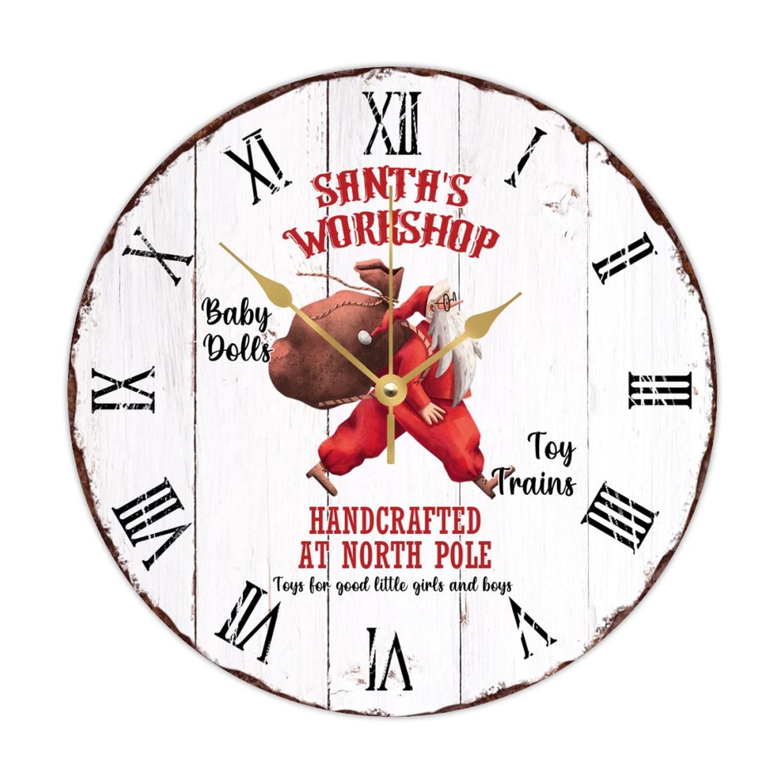 Horloge ronde en bois avec flocons 38 cm pour chambre et maison