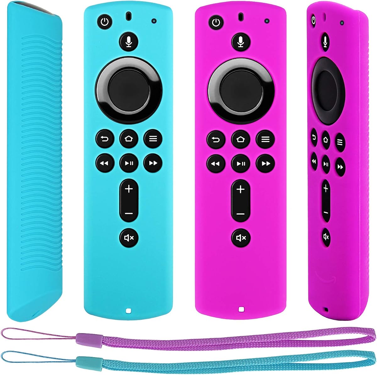 Pinowu Funda remota para Fire TV Stick 4K compatible con la nueva cubierta de control remoto por voz Alexa de segunda generación (paquete de 2: turquesa y morado)