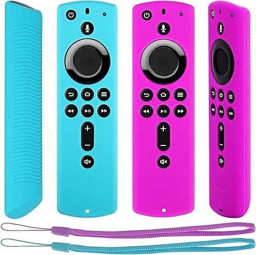 Pinowu Funda para Fire TV Stick 4K compatible con la nueva cubierta de control remoto de voz Alexa de 2 generación (paquete de 2 turquesa y morado)