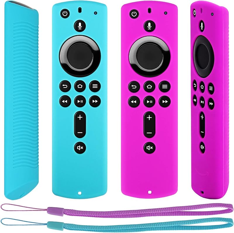 Pinowu Funda remota para Fire TV Stick 4K compatible con la nueva cubierta de control remoto por voz Alexa de segunda generación (paquete de 2: turquesa y morado)