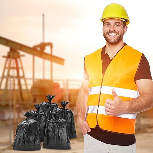 Miniatura 3 de Sayglossy 200 bolsas de basura de 50 a 55 galones, bolsas de basura grandes y resistentes de 1.8 mil, bolsas de plástico de hojas negras para césped