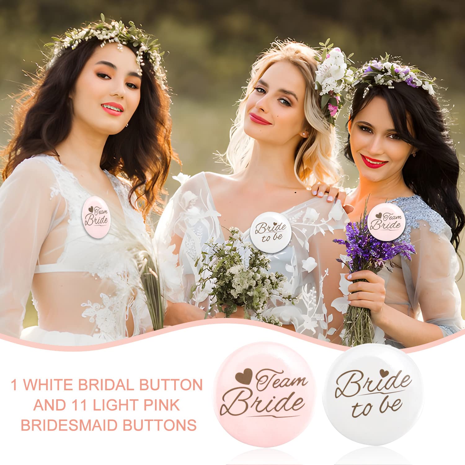 Oblique Unique Bride To Be Schärpen Set – 1x Braut + 6x Team Bride, Pink/Lachsfarben, Polyester