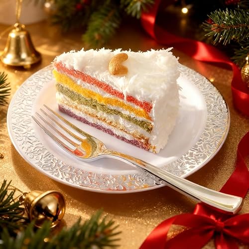 Vista 14 de WDF 86 platos de postre de oro rosa de 6 pulgadas con 86 tenedores desechables de 5 pulgadas, elegantes platos de plástico cuadrados para el día