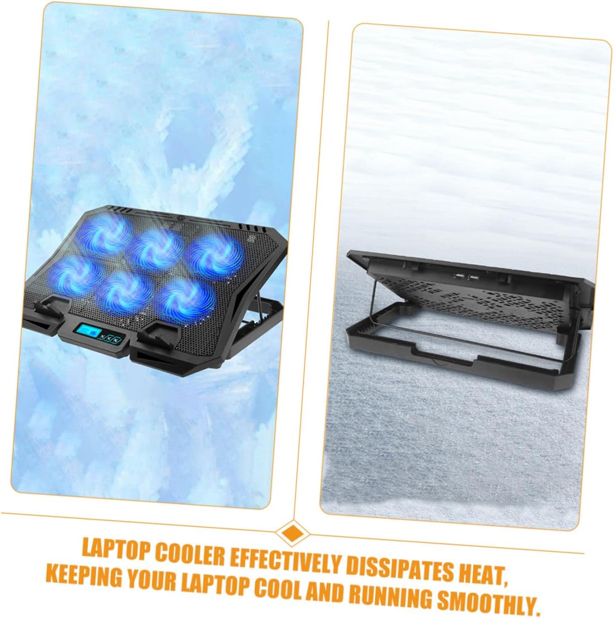 Laptop Cooling Pad 15.6-inch Laptop Fan Cooling Stand Quiet Airflow Base Suitable for Gaming and Office Use with Adjustable Speed Blue LED