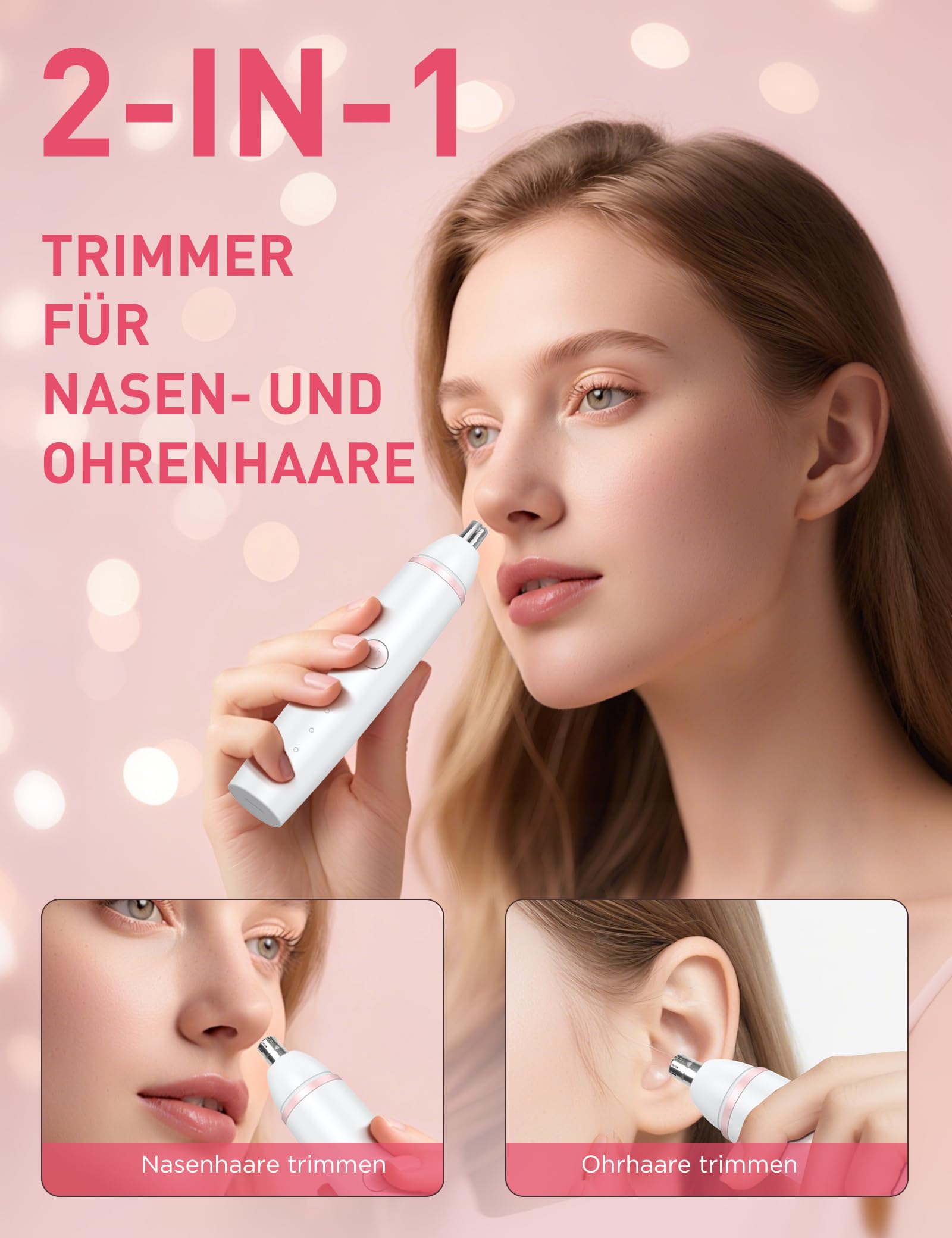 Gesichtshaarentferner für Frauen Nasenhaartrimmer,Rasierer Damen Intimbereich,Intimrasierer für frauen,Damenrasierer Elektrisch Gesichtsrasierer,Augenbrauenrasierer-Gesicht,Bikinizone,Nasen Ohren,USB