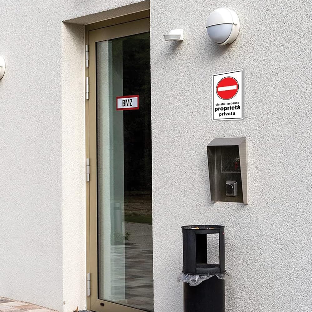Paluplus 6 Cartelli Segnaletici Divieto di Accesso Proprietà Privata, Misura 20X30 cm, Pannello di Divieto in Alluminio per Aziende, Uffici, Magazzini, Condomini, Made Italy -903A