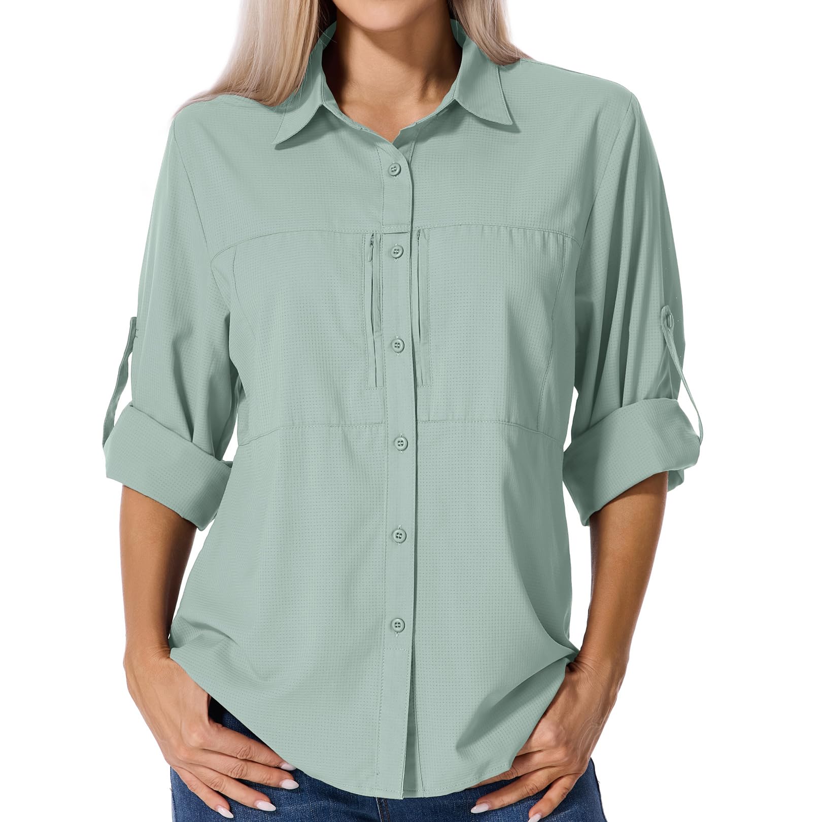Asfixiado Shirts Damen UV Shirt UPF 50+ Safari Kleidung Wanderbluse Damen Hemdbluse Outdoor Atmungsaktiv Quick Dry Sonnenschutz Langarmshirt Bluse