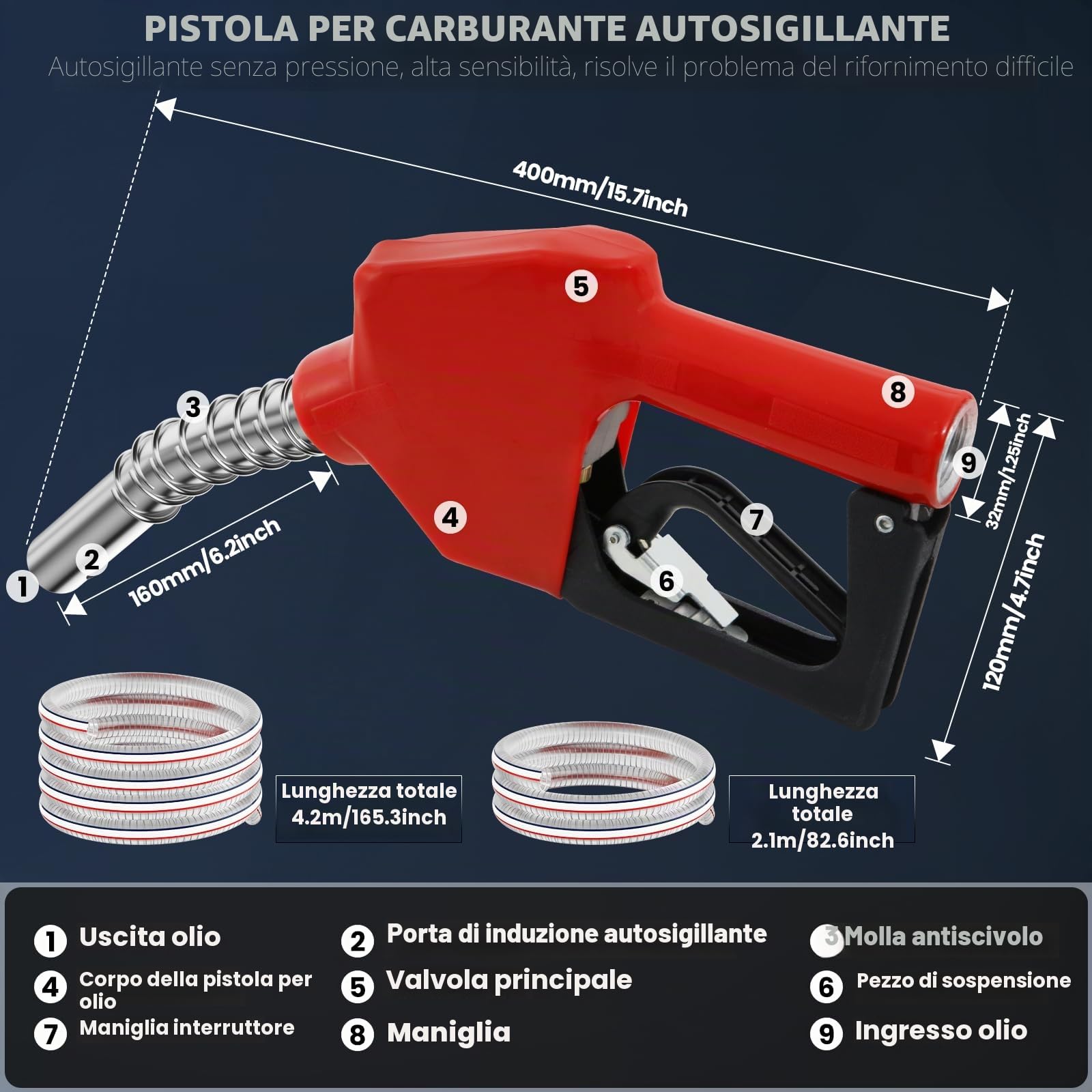 12V 200W Diesel Pompa di Trasferimento 45L/Min Pompa di Trasferimento Carburante Elettrico con Ugello di Spegnimento Automatico e Tubo per Diesel