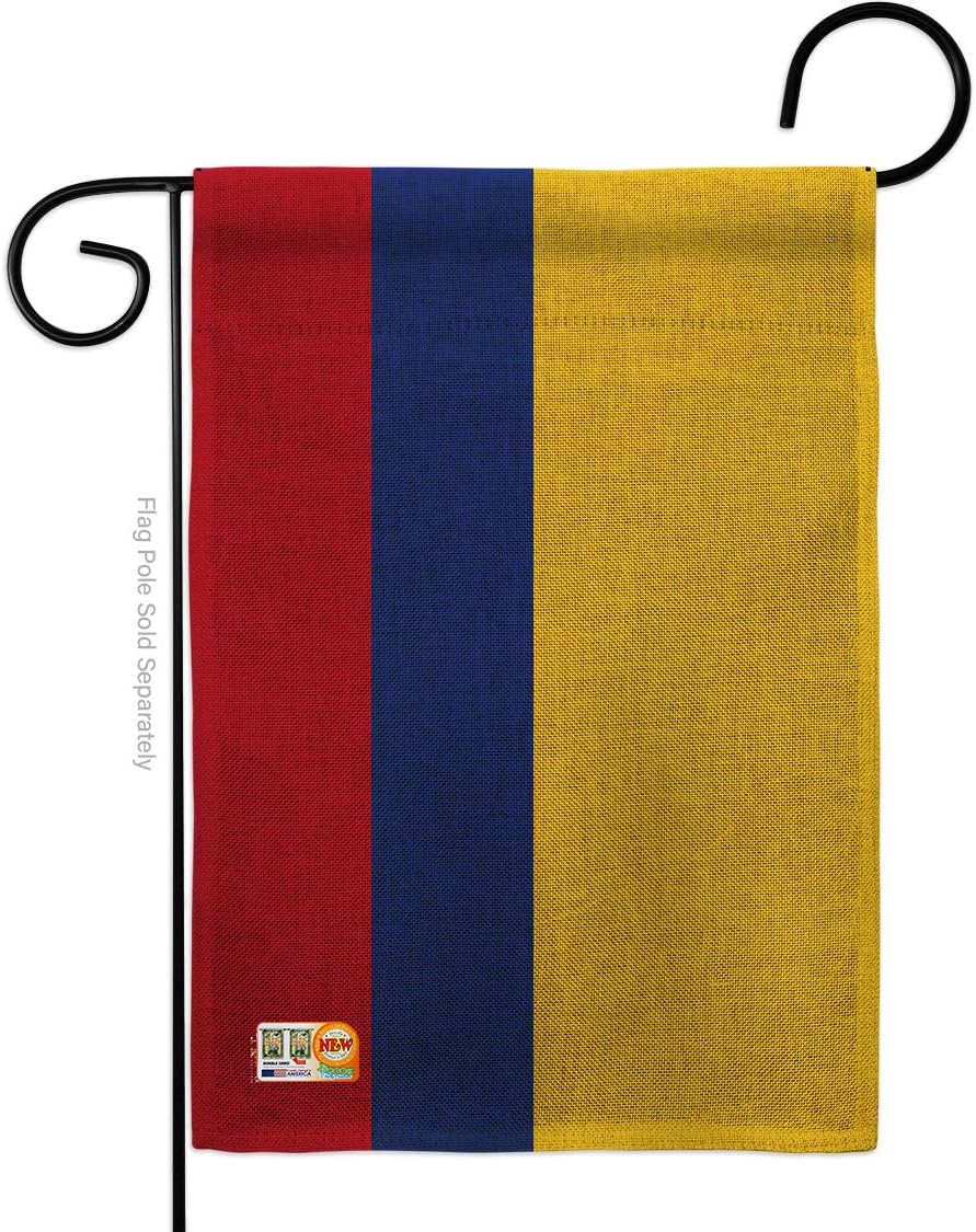 Colombia Burlap Garden Flag Nationality Nation International World Country Particular Area Small Decorative Gift Yard House Banner Double-Sided Made In USA 13 X 18.5