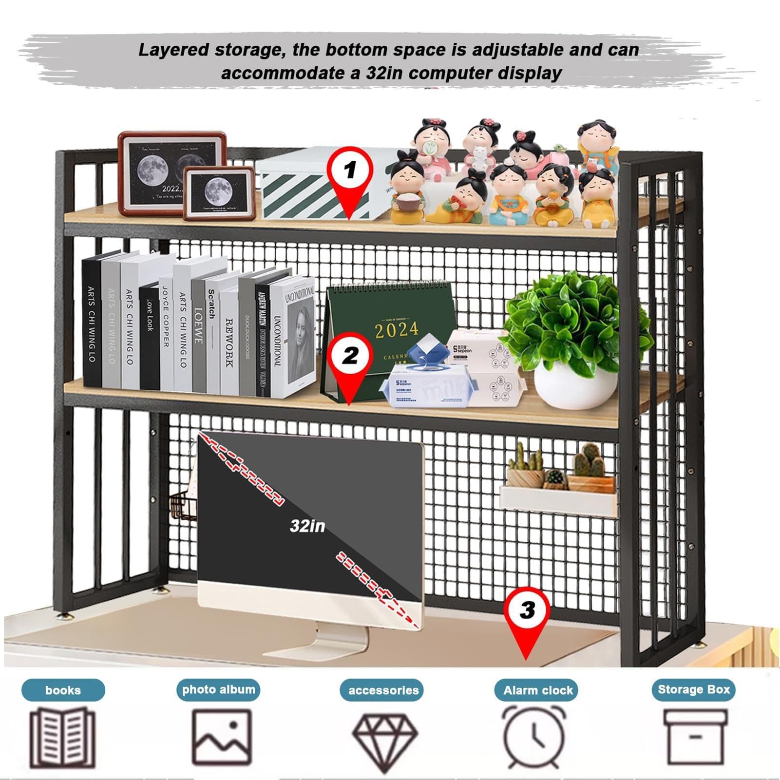 Amazon.co.jp: デスク上置き棚 - コンピューターデスク用デスクトップ