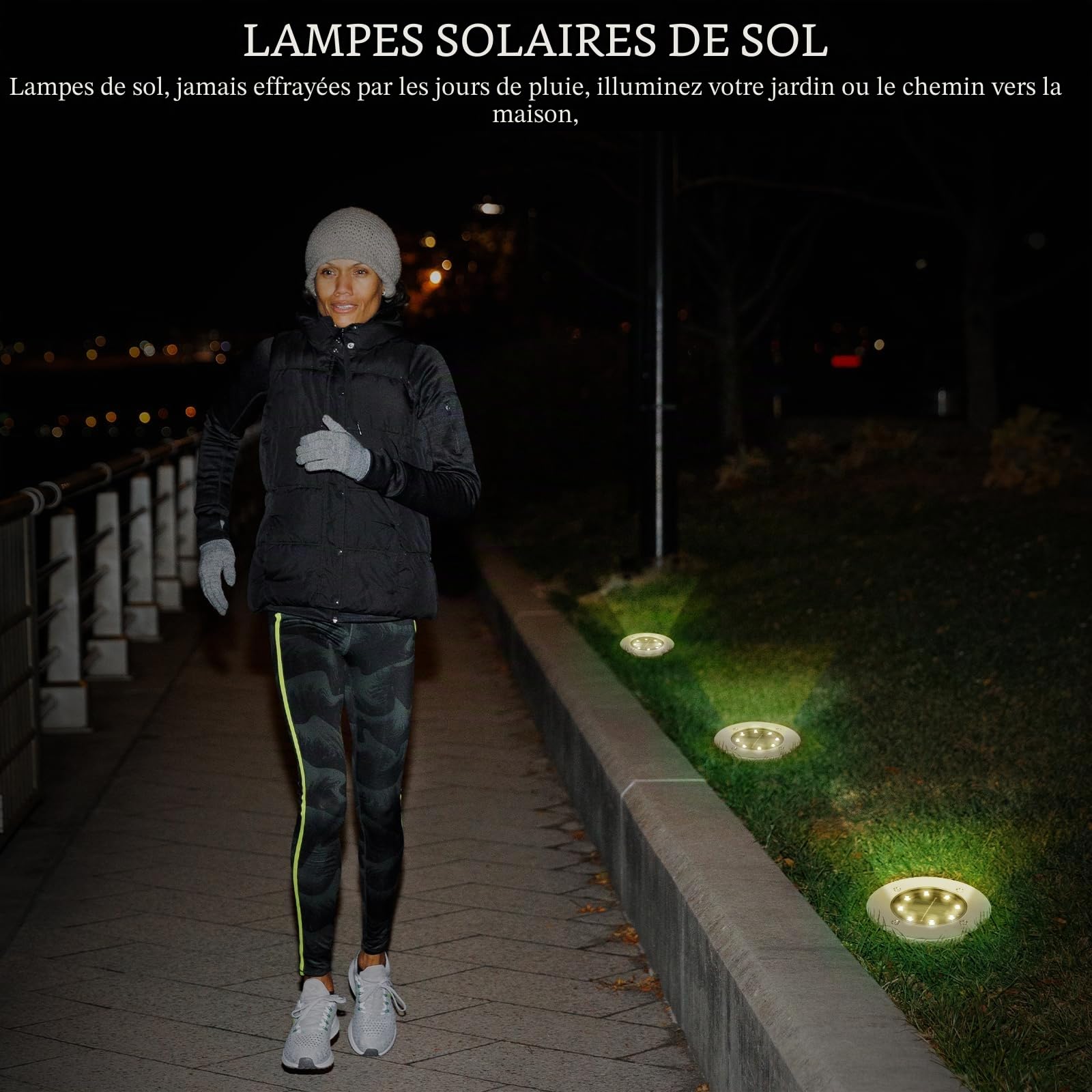 TOSHIN Lumière Solaire Extérieur, 8 Pièces Lampe Solaire Au Sol Jardin, 8 LED Etanche IP65 Spot Solaire Extérieur Encastrables Éclairage pour Chemins Pelouse Terrasse Cour Piscine, Blanc Chaud