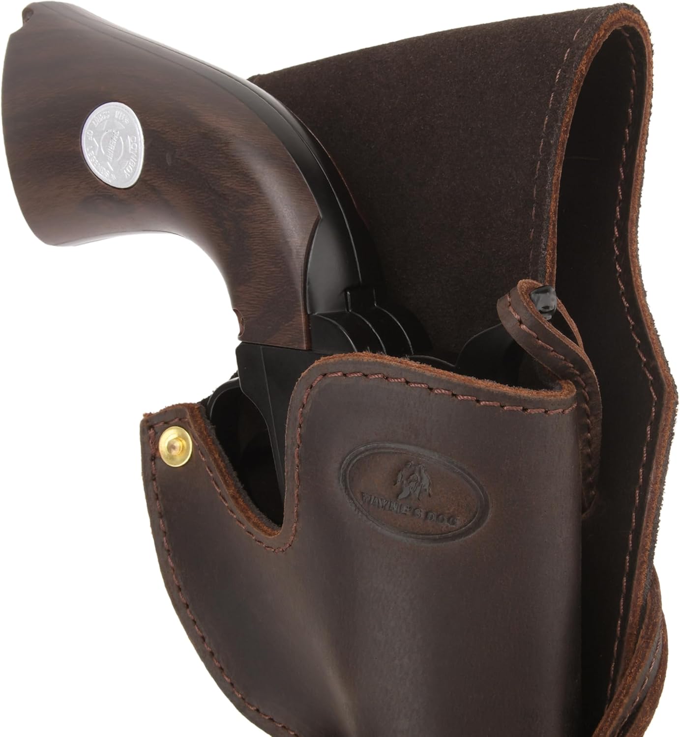 WAYNE'S DOG Western Leather Revolver Holster, Cowboy Holsters for Revolvers Ambidextrous Fit 4" to a 6" Barrel