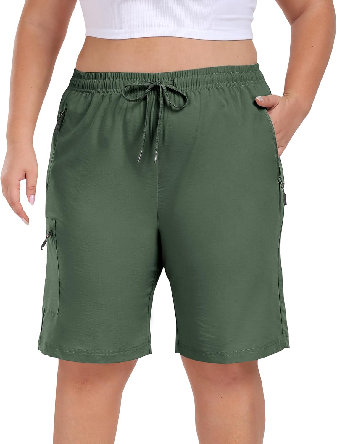 MoFiz Women's Plus Size Hiking Cargo Shorts Quick Dry Golf Active Shorts Lightweight Summer Shorts with Pockets - Image 2