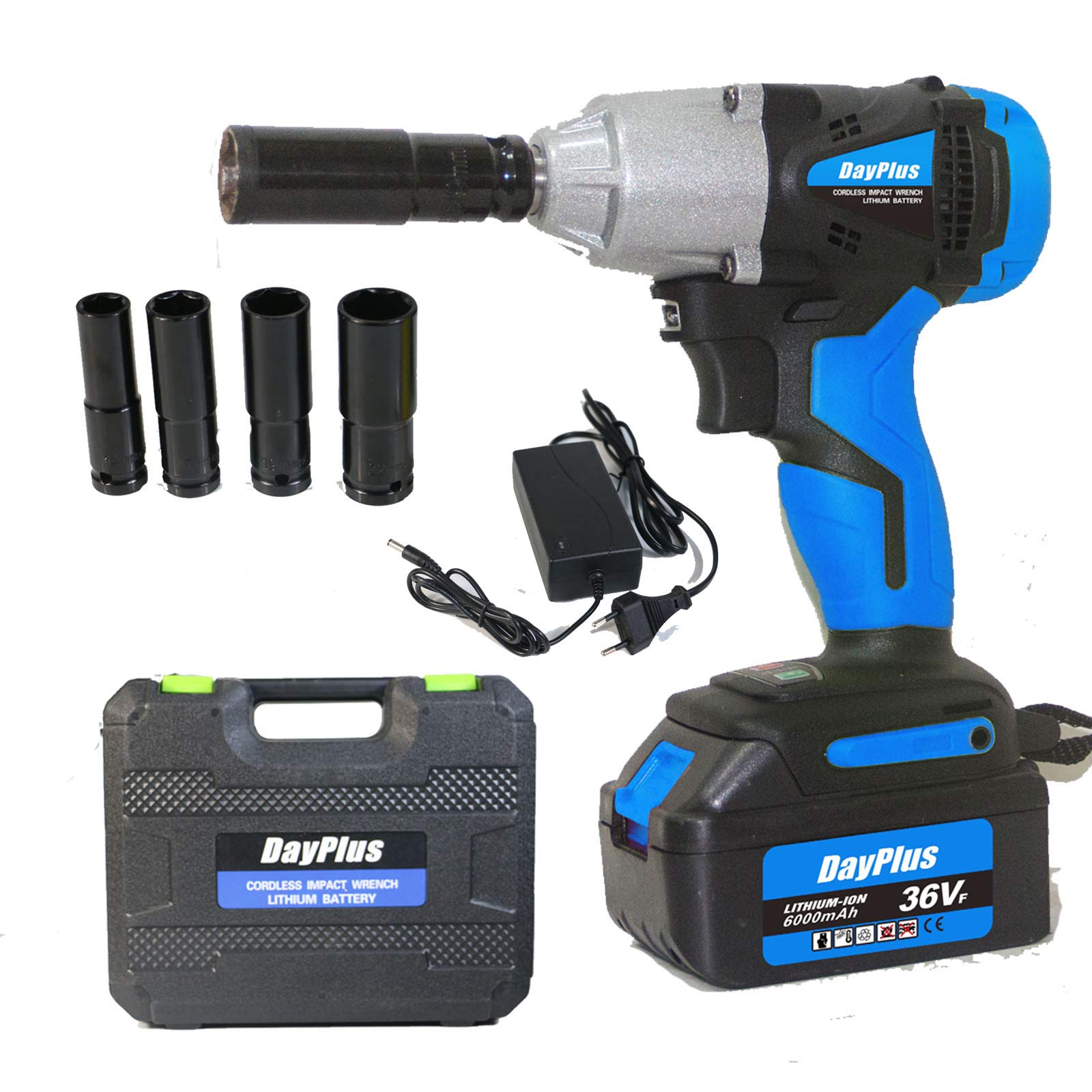 Atornillador de impacto con batería 18 V 1/2 pulgadas tornillos giratorios llave de impacto con batería 4 accesorios tuercas herramientas bricolaje artesanos