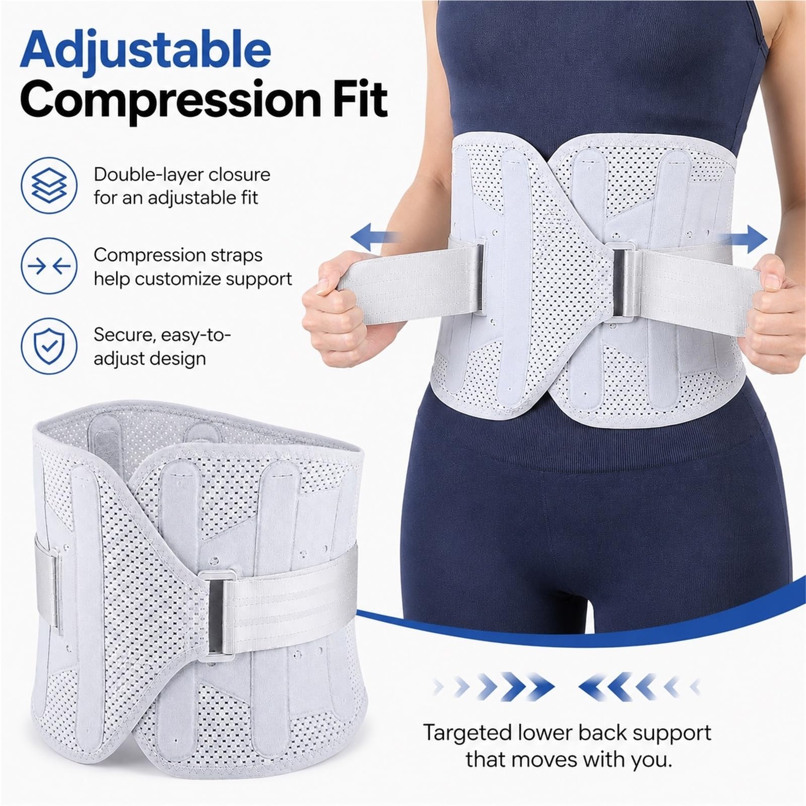 Faja Lumbar para Hombre y Mujer Corrector de Postura Espalda Soporte de Descompresión Alivio del Dolor Cinturón Transpirable Ajustable Ergonómico para Columna(S)
