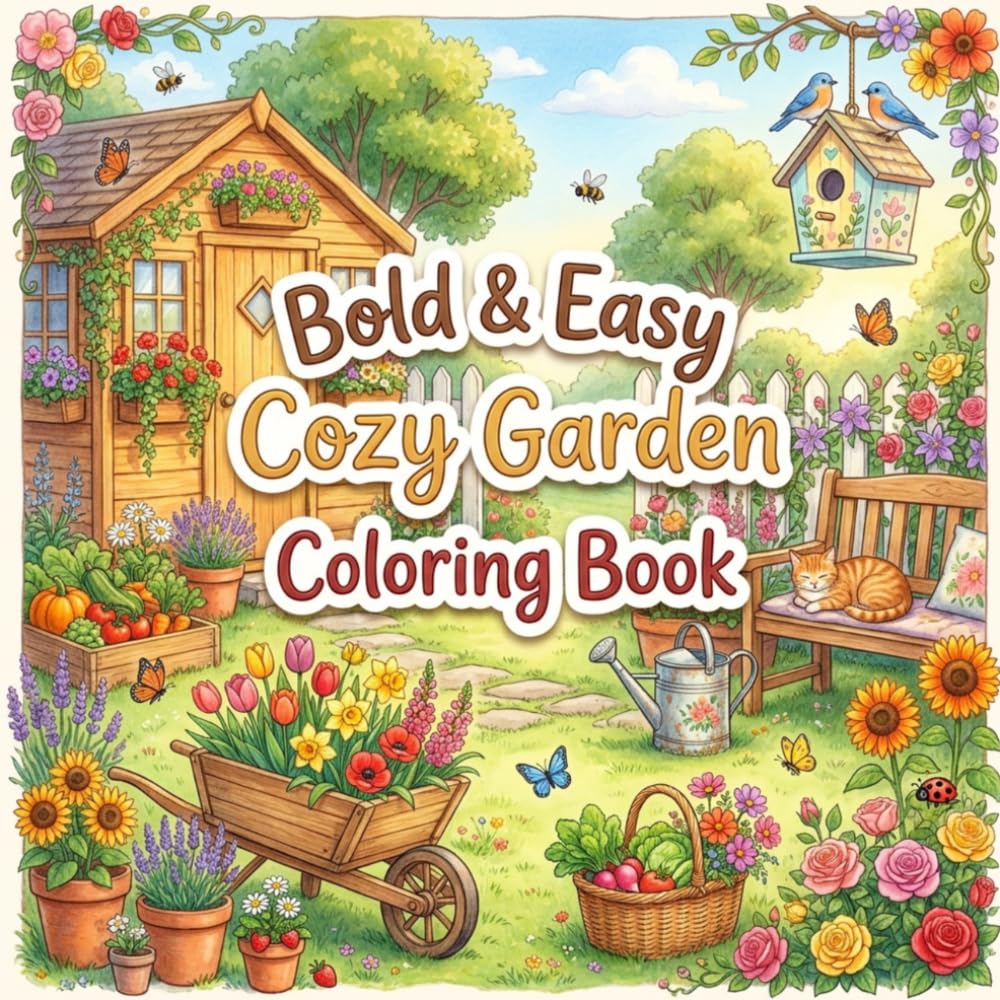 Bold & Easy Cozy Garden Coloring Book