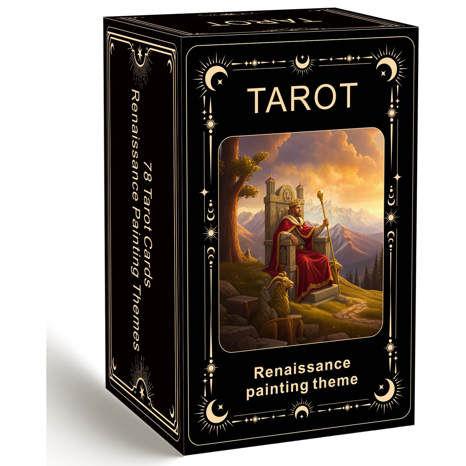 Tarot o tematyce renesansowej, karty tarota dla początkujących, stworzone dla miłośników historii, wielbicieli sztuki pięknej i duchowych odkrywców. Wieczne archetypy tarota rozwijają się jako żywe