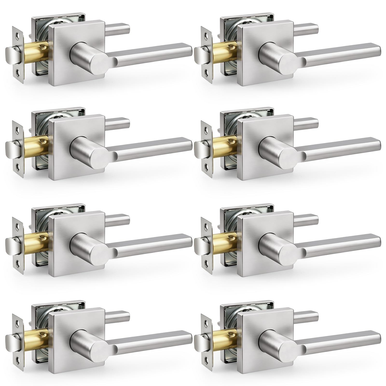 Probrico Door Handle with Lock - Brushed Nickel -11