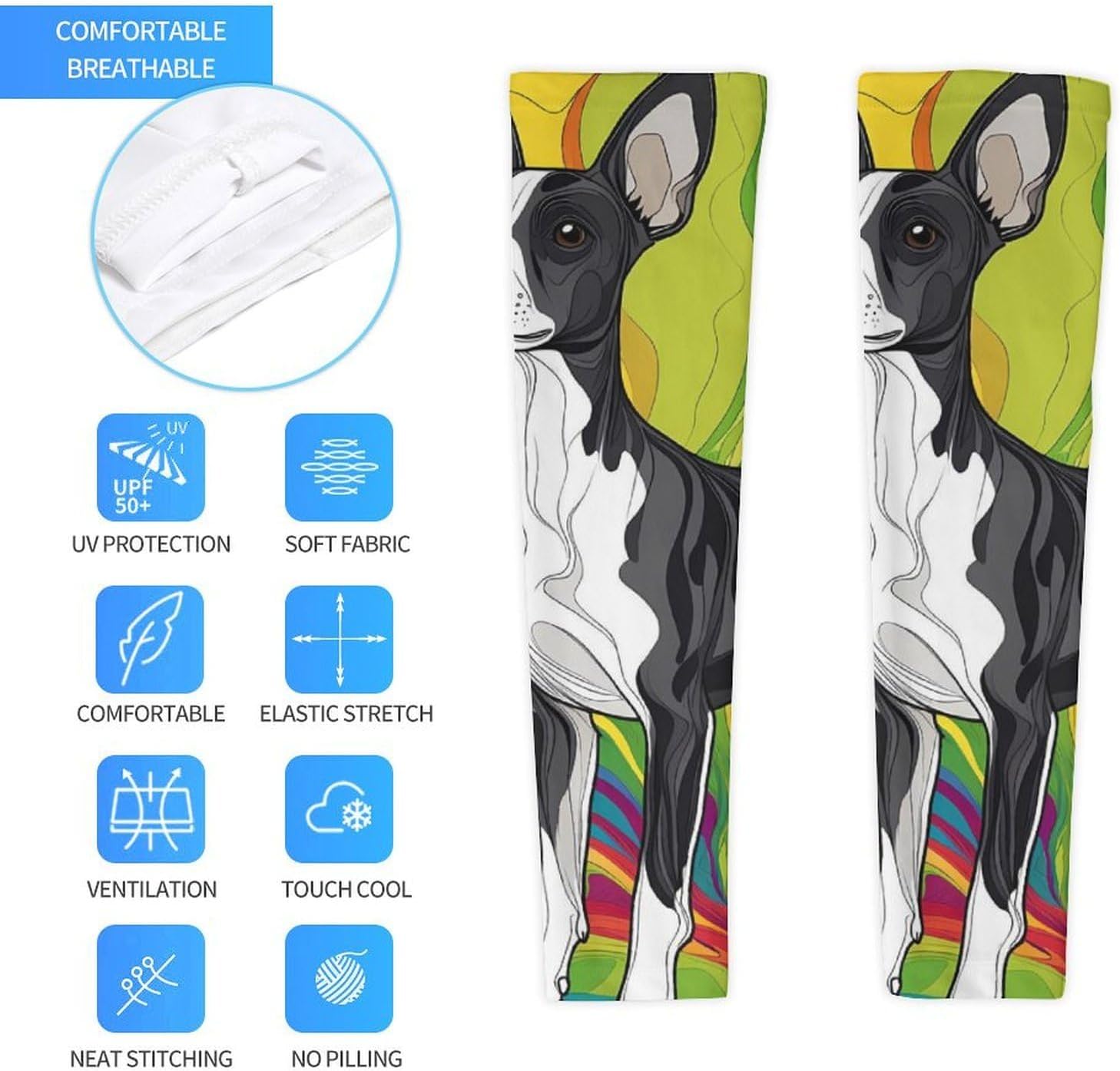 Psychedelic Basenji Dog Arm Sleeves Cooling Sun Protection Sports Compression for Golf Basketball