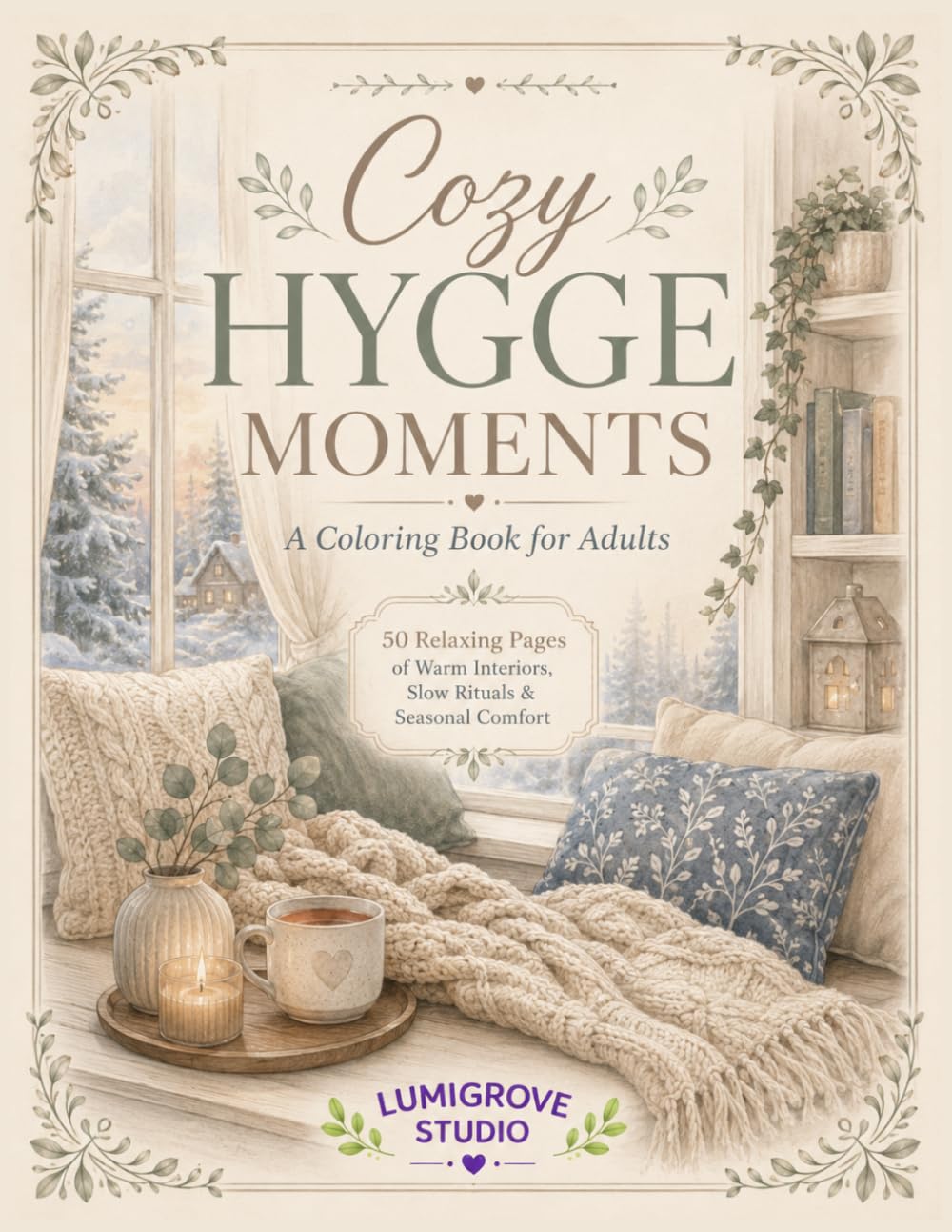 Cozy Hygge Moments: A Relaxing Coloring Book for Adults with Warm Interiors, Slow Rituals, Comfort Food, Nature Scenes, and Seasonal Hygge Charm