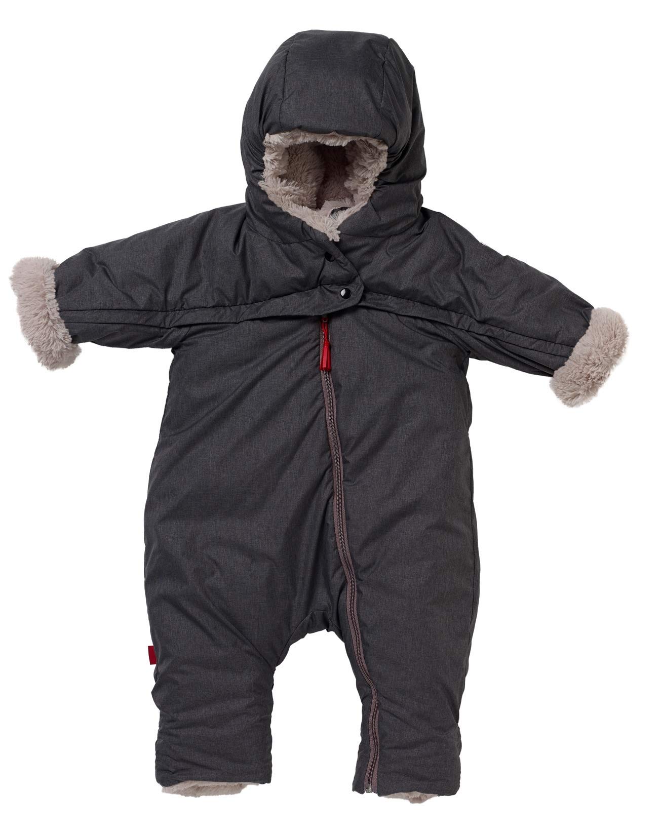 RED CASTLE, Combinaison Pilote Bébé, Hiver, Compatible Pousette/Nacelle/ Porte-bébé, Ouverture large, Capuche fixe couvrante, Déperlante, Coupe-vent, Respirante, T Zip Protect, Gris Chiné, 0-6 Mois