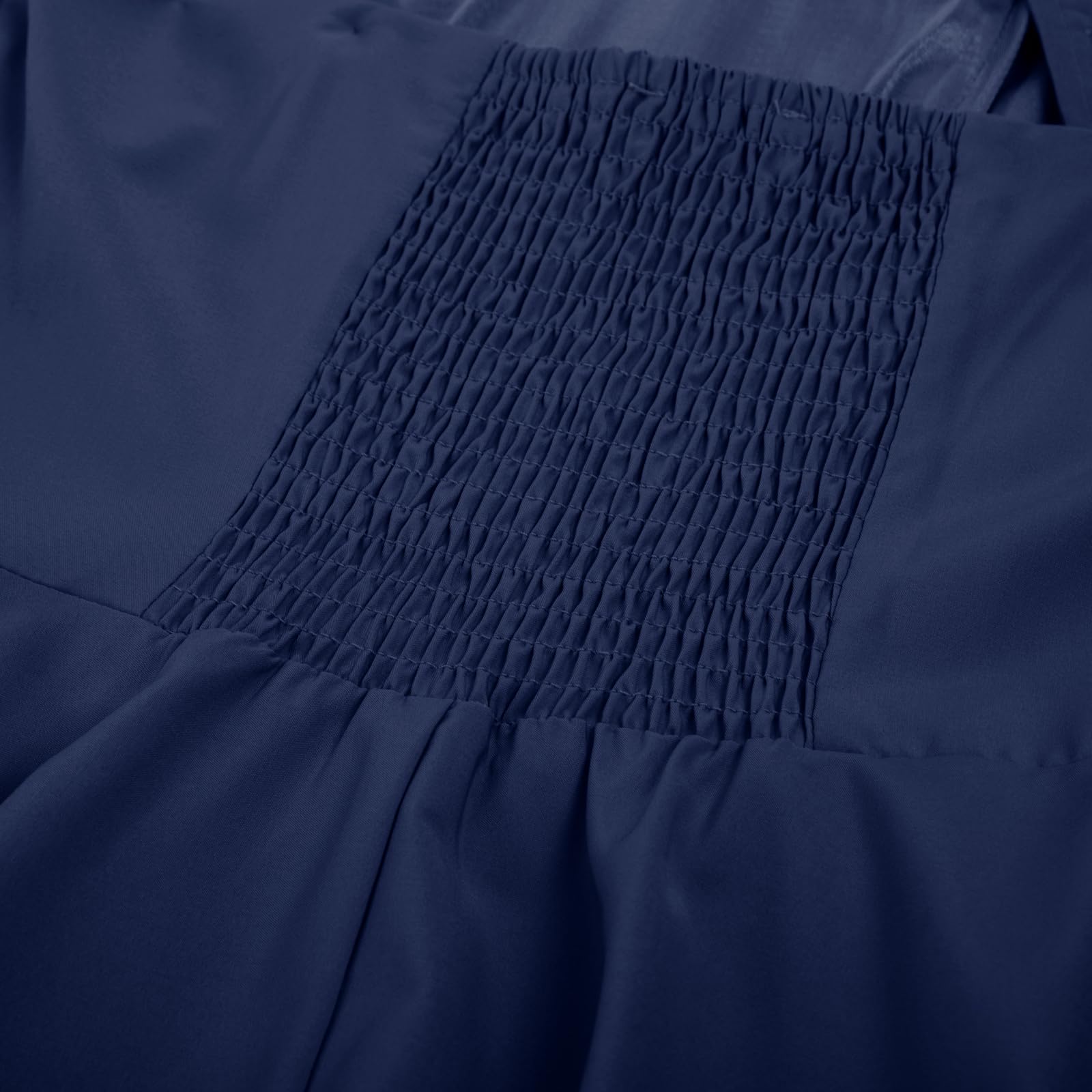 Belle Poque Women's Vintage Sleeveless Solid Floral Ruched Summer Cute A-Line Flowy Swing Midi Dress: Medium Blue