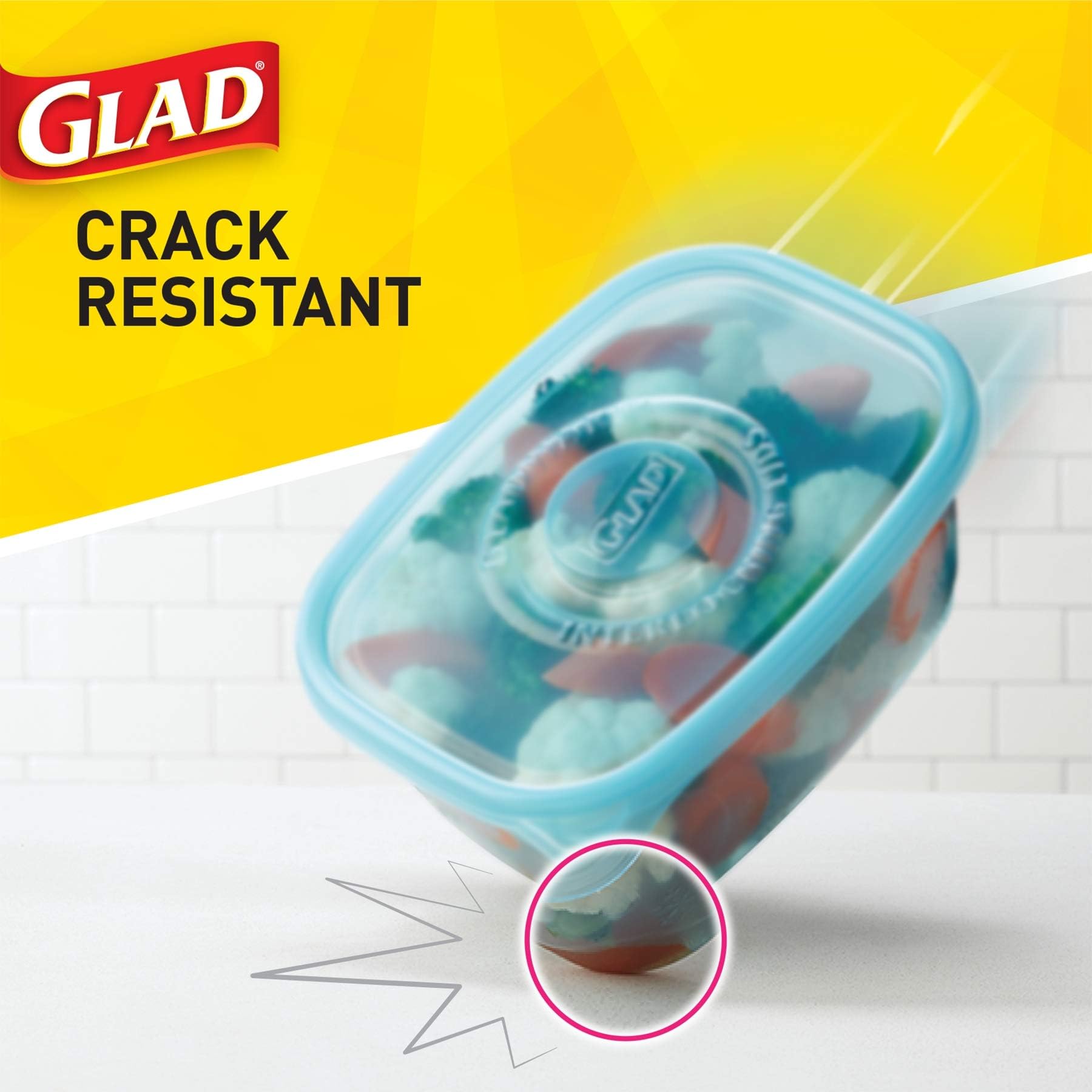 Glad Food Storage Containers - Glad FreezerWare Container - Large - 64 Ounce - 2 Containers