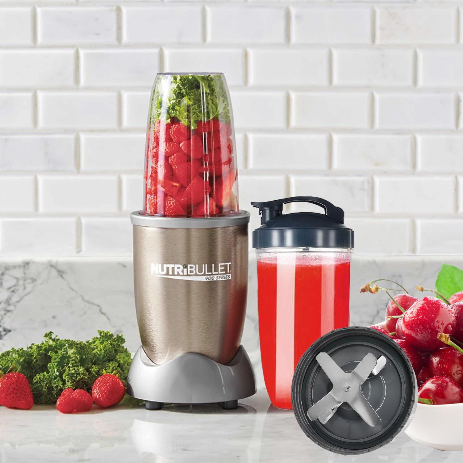 Piezas de Repuesto Compatible con Nutribullet Batidora 600W / Pro 900 Watt Series, Extractor Cuchilla, Vasos de 32oz con Tapa Abatible para Nutribullet Batidora Blender Blade Accesorios